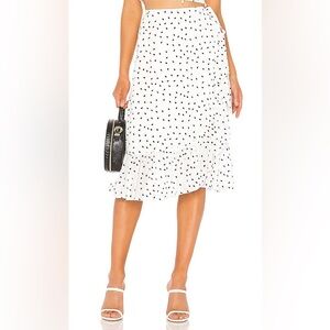 Privacy Please Kayla Ivory & Black Polka Dot Ruffle Midi Skirt S